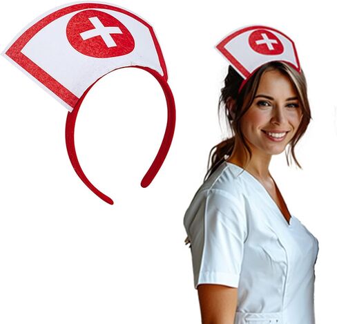 Nurse Costume Accessories Halloween Women Red Nurse Hat Headband Glasses Stethoscope High Sock for Halloween Cosplay Party Outfit in Saudi Arabia