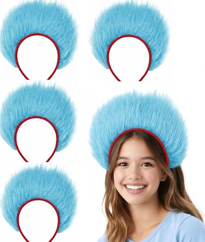 4 PCS Blue Fuzzy Costume Headbands for Adult Halloween Reading Day Theme Party Costume Accessory for Women Men in Saudi Arabia