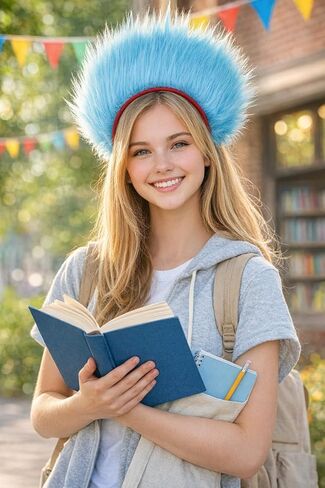 4 PCS Blue Fuzzy Costume Headbands for Adult Halloween Reading Day Theme Party Costume Accessory for Women Men in Saudi Arabia