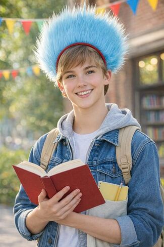 4 PCS Blue Fuzzy Costume Headbands for Adult Halloween Reading Day Theme Party Costume Accessory for Women Men in Saudi Arabia