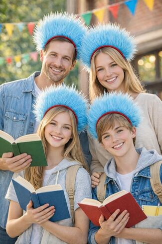 4 PCS Blue Fuzzy Costume Headbands for Adult Halloween Reading Day Theme Party Costume Accessory for Women Men in Saudi Arabia