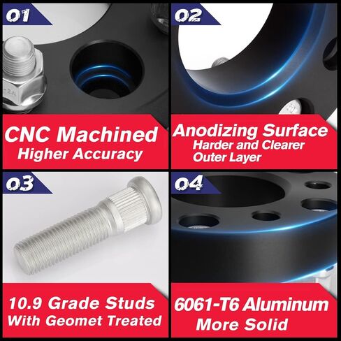 KSP 5x4.5 Wheel Spacers for Wrangler TJ YJ TJ XJ MJ KJ KK ZJ, 25mm 5x114.3 Lug Centric Wheel Spacer for Mus-Tang Ranger Edge Explorer, 1 inch Thick with 1/2-20 Studs 82.5mm Hub Bore, Black 4PCS in Kuwait