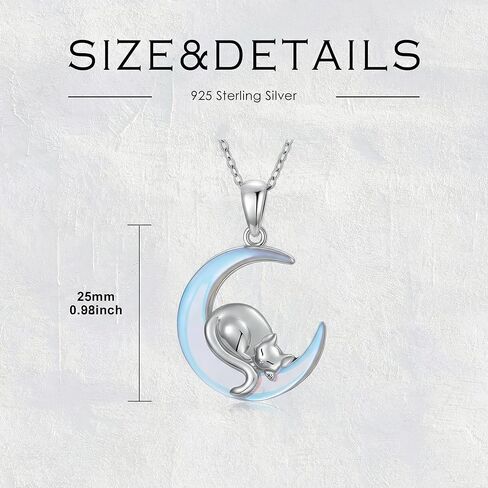 Natural Moonstone Moon Cat Necklace for Women 925 Sterling Silver Moon Cat Pendant Holiday Commemorative Gifts in Saudi Arabia