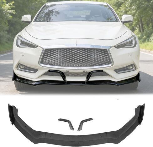 Front Bumper Lip W/Side Canards for Infiniti Q60 2DR Coupe 2017-2022 5Pcs Lower Chin Bumper Spoiler Splitter Protection Body Kit (Carbon Fiber Print) in Saudi Arabia