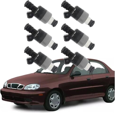 6Pcs Fuel Injectors Compatible With Daewoo Lanos 1999 2000 2001 2002 1.6L 17109450 FJ10624 Car Accessories in Saudi Arabia