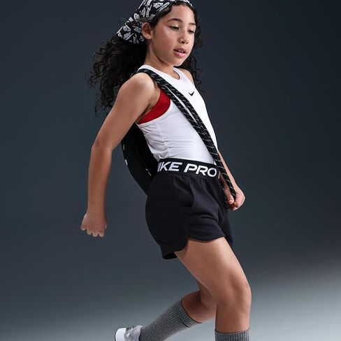 Nike Pro Fleece Big Kids' (Girls') Dri-FIT Shorts (Black/Black/Black/White) in Saudi Arabia