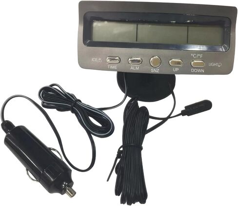 Car Clock Dashboard With Temperature Dual Display, Digital Led Backlight, Indoor/Outdoor Temperature, Monitoring Voltage, Warning Frost, For Installation Easy Adjustable Suction Mount in Saudi Arabia