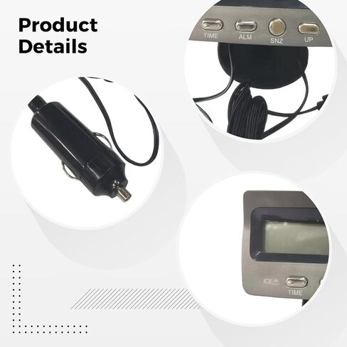 Car Clock Dashboard With Temperature Dual Display, Digital Led Backlight, Indoor/Outdoor Temperature, Monitoring Voltage, Warning Frost, For Installation Easy Adjustable Suction Mount in Saudi Arabia