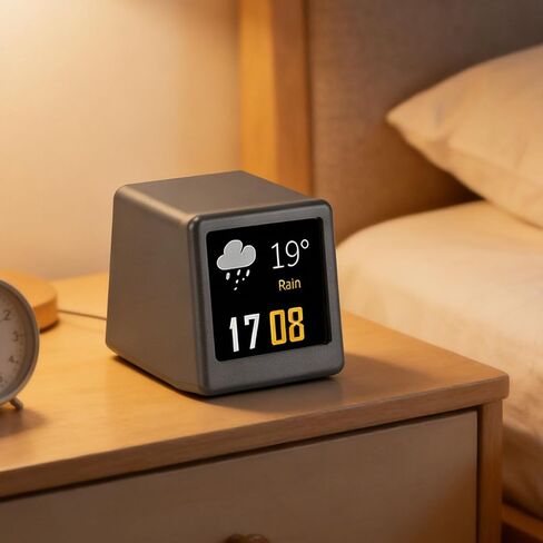 Mini Digital Clock, 1.54in Intelligent LED Screen with Weather Forecast Temperature Humidity Display, for Bedroom Office Car with Customizable GIF Photo Album in Saudi Arabia