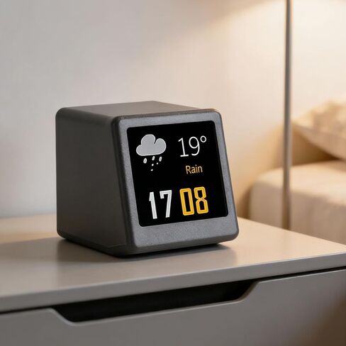 Mini Digital Clock, 1.54in Intelligent LED Screen with Weather Forecast Temperature Humidity Display, for Bedroom Office Car with Customizable GIF Photo Album in Saudi Arabia