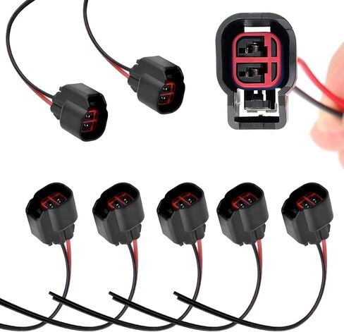 WZP 8 PCS Fuel Injector Connector Pigtail, Waterproof and Flame-retardant Fuel Injector Connector Wiring Harness, Replace for 5013995AA 5161919AA, Compatible with Dodge Ford Chevy in Saudi Arabia