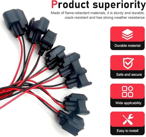 WZP 8 PCS Fuel Injector Connector Pigtail, Waterproof and Flame-retardant Fuel Injector Connector Wiring Harness, Replace for 5013995AA 5161919AA, Compatible with Dodge Ford Chevy in Saudi Arabia