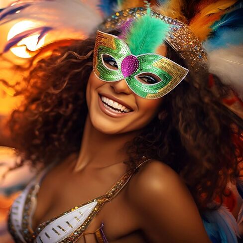 18 Pack Mardi Gras Masks, Carnival Feather Face Masks, Masquerade Mask Costume With Feather, Costume Party Supplies for Women Men in Saudi Arabia