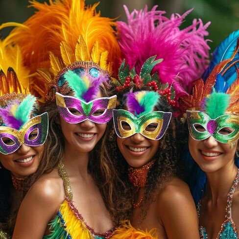 18 Pack Mardi Gras Masks, Carnival Feather Face Masks, Masquerade Mask Costume With Feather, Costume Party Supplies for Women Men in Saudi Arabia