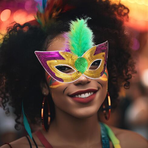 18 Pack Mardi Gras Masks, Carnival Feather Face Masks, Masquerade Mask Costume With Feather, Costume Party Supplies for Women Men in Saudi Arabia