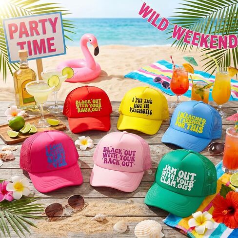 6 Pcs Girls Trip Trucker Hats Bachelorette Party Gifts Girl Weekend Baseball Caps for Wedding Bridal Bridesmaids Women Friendship Summer Beach Party Favors Vacation Travel Multicolor in Saudi Arabia