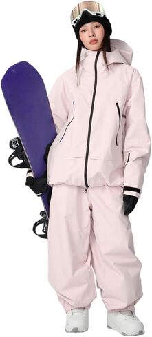 Mens Ski Jacket and Pant Set Womens Snow Jacket Baggy Ski Suit Waterproof Insulated Snowboard Winter Outdoor in Saudi Arabia