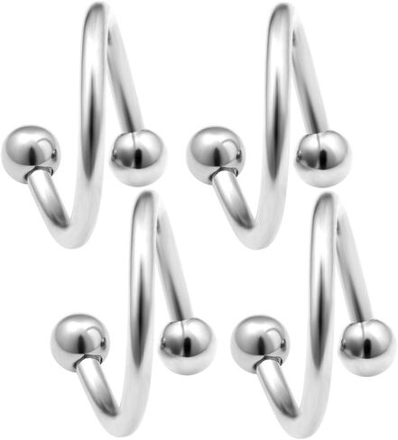 4pcs 14g Spiral Twisted Barbell Tragus Lip Cartilage Eyebrow Helix Tragus Hoop Surgical Steel Ear Gauges 4mm Balls Pick Size (4 Pcs(1/2 inch 12mm)) in Saudi Arabia