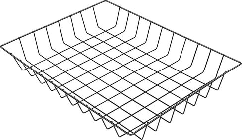 سلة ملفات سلكية لملحقات المكتب - منظم إطار مفتوح مدبب كبير جدًا مقاس A4 وحجم الحروف والمجلات والمجلدات - صينية سطح مكتب حديدية سوداء لامعة للمكتب والمدرسة والمنزل in Kuwait
