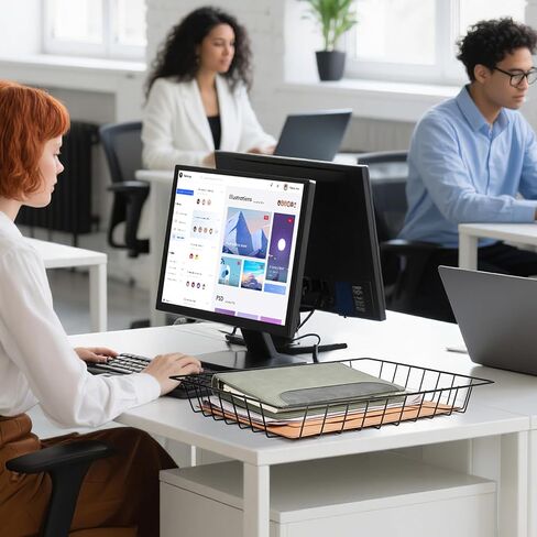 سلة ملفات سلكية لملحقات المكتب - منظم إطار مفتوح مدبب كبير جدًا مقاس A4 وحجم الحروف والمجلات والمجلدات - صينية سطح مكتب حديدية سوداء لامعة للمكتب والمدرسة والمنزل in Kuwait