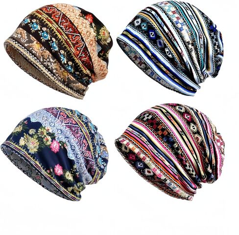 Women's Slouchy Beanie Hat Chemo Caps Cancer Headwear Hats Turban Baggy Sleeping Cap Boho Hats in Saudi Arabia