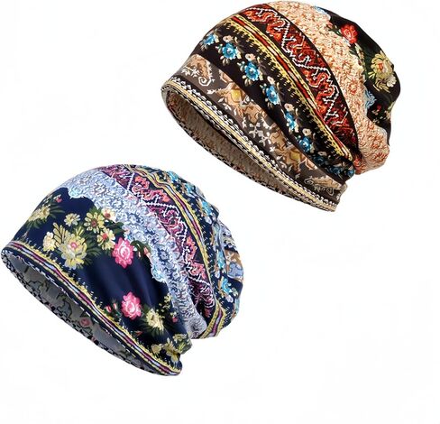 Women's Slouchy Beanie Hat Chemo Caps Cancer Headwear Hats Turban Baggy Sleeping Cap Boho Hats in Saudi Arabia