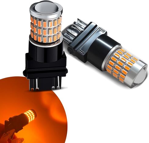 قطعتان من مصابيح LED 3157، لمبة إشارة الانعطاف LED، فائقة السطوع 3156 4157 3757 ضوء إشارة الانعطاف، ضوء إشارة الانعطاف الأمامي والخلفي للسيارة، ضوء الفرامل الجانبي لوقوف السيارات لمعظم السيارات (أصفر) in Kuwait