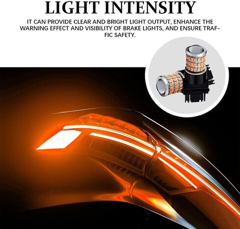 قطعتان من مصابيح LED 3157، لمبة إشارة الانعطاف LED، فائقة السطوع 3156 4157 3757 ضوء إشارة الانعطاف، ضوء إشارة الانعطاف الأمامي والخلفي للسيارة، ضوء الفرامل الجانبي لوقوف السيارات لمعظم السيارات (أصفر) in Kuwait