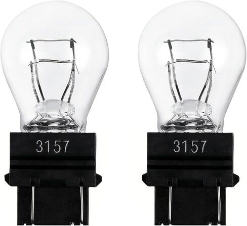 2 قطعة سيارة 3157 لمبة، 12 فولت P27-7W 3000K أبيض، عمر طويل مصغر بدوره إشارة لمبات الخلفية الذيل / الفرامل / عكس / تشغيل استبدال لمبة الضوء للسيارات والشاحنات وسيارات الدفع الرباعي in Kuwait