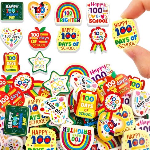 Ceiba Tree 60pcs 100 Days of School Erasers Bulk Happy 100th Day of School Mini Erasers for Kids Student Classroom Prizes Homework Rewards Supplies Party Favors in Saudi Arabia