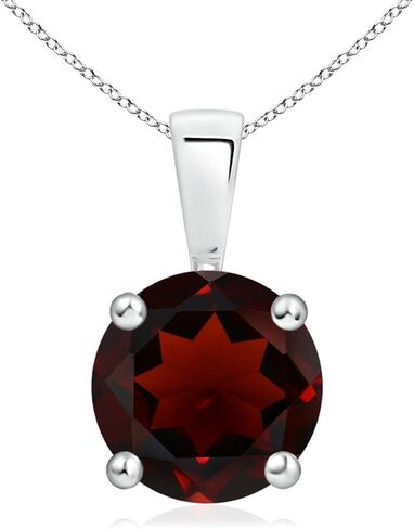 Angara Round Garnet Solitaire Necklace in Sterling Silver/14K Solid Gold/Platinum | Natural Prong-Set Garnet Pendant for Women | January Birthday Gemstone Jewelry Gift in Saudi Arabia