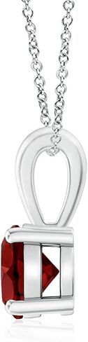 Angara Round Garnet Solitaire Necklace in Sterling Silver/14K Solid Gold/Platinum | Natural Prong-Set Garnet Pendant for Women | January Birthday Gemstone Jewelry Gift in Saudi Arabia