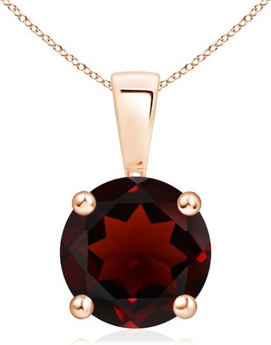 Angara Round Garnet Solitaire Necklace in Sterling Silver/14K Solid Gold/Platinum | Natural Prong-Set Garnet Pendant for Women | January Birthday Gemstone Jewelry Gift in Saudi Arabia