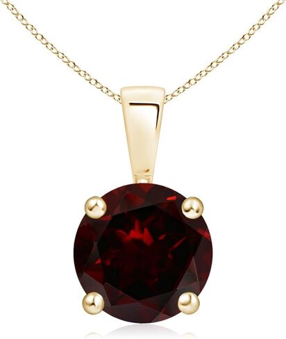 Angara Round Garnet Solitaire Necklace in Sterling Silver/14K Solid Gold/Platinum | Natural Prong-Set Garnet Pendant for Women | January Birthday Gemstone Jewelry Gift in Saudi Arabia