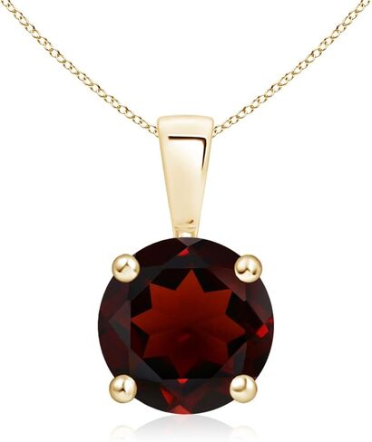 Angara Round Garnet Solitaire Necklace in Sterling Silver/14K Solid Gold/Platinum | Natural Prong-Set Garnet Pendant for Women | January Birthday Gemstone Jewelry Gift in Saudi Arabia