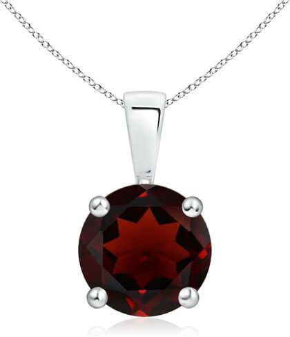 Angara Round Garnet Solitaire Necklace in Sterling Silver/14K Solid Gold/Platinum | Natural Prong-Set Garnet Pendant for Women | January Birthday Gemstone Jewelry Gift in Saudi Arabia