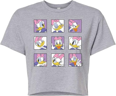 Disney Mickey & Friends - Daisy Emotions Grid - Juniors Cropped Cotton Blend T-Shirt in Saudi Arabia