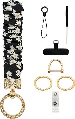 Scrunchie Lanyard for ID Badge Holder, Cute Teacher Lanyard for Women with 2 Card Clear Badge Holder (Pink Floral) in Kuwait