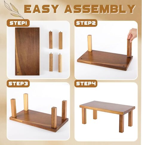 RattanView 2 Pcs Extra Large 15 Inches Acacia Wooden Riser Wooden Countertop Organizer Display Shelf for Top of Desk Home Office Bathroom Coffee Table Display Stand in Saudi Arabia
