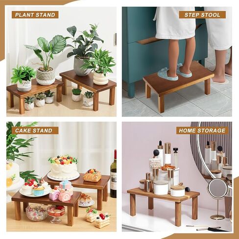 RattanView 2 Pcs Extra Large 15 Inches Acacia Wooden Riser Wooden Countertop Organizer Display Shelf for Top of Desk Home Office Bathroom Coffee Table Display Stand in Saudi Arabia