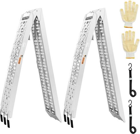 7.5 FT Aluminum Folding Loading Ramps, 3000lb Capacity Truck Ramps for ATV/UTV, Motorcycle, Lawn Mower, Golf Carts, Dirt Bike, with Adjustable Height Support Rods and Rubber Handles, 2PC Set in Saudi Arabia
