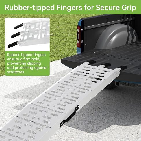 7.5 FT Aluminum Folding Loading Ramps, 3000lb Capacity Truck Ramps for ATV/UTV, Motorcycle, Lawn Mower, Golf Carts, Dirt Bike, with Adjustable Height Support Rods and Rubber Handles, 2PC Set in Saudi Arabia