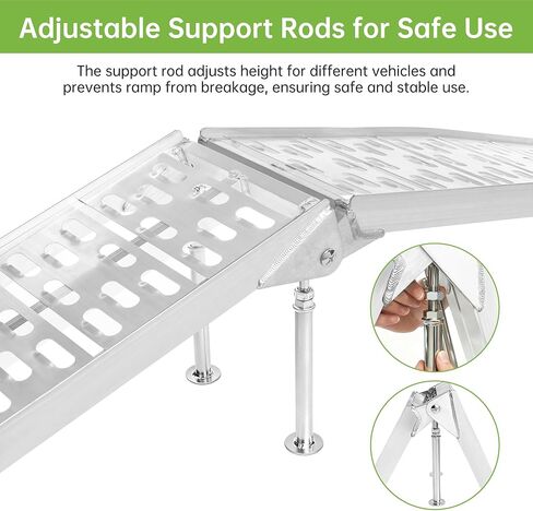 7.5 FT Aluminum Folding Loading Ramps, 3000lb Capacity Truck Ramps for ATV/UTV, Motorcycle, Lawn Mower, Golf Carts, Dirt Bike, with Adjustable Height Support Rods and Rubber Handles, 2PC Set in Saudi Arabia