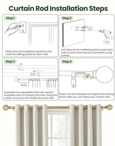 قضبان ستارة خشبية بوهو للنوافذ من 48 إلى 84 بوصة، قضيب ستارة ريفي قابل للتعديل مقاس 1 بوصة مع تشطيبات من الحبوب الخشبية المقلدة، قضبان ستائر مزخرفة شديدة التحمل للمزرعة، 36-88 بوصة، خشب مقاوم للطقس in Kuwait