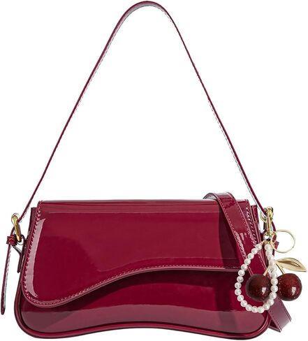 Black Purses for Women Trendy, Y2K Faux Leather Clutch Purse with Cherry Pendant,Crossbody Shoulder Bag and Handbags in Saudi Arabia