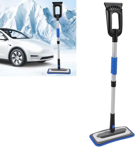 Tissting Snow Broom Ice مكشطة 31 × 15 × 90 سم تلسكوبي مكنسة الثلج أداة إزالة الجليد القابلة للتمديد للنافذة والزجاج الأمامي (أزرق) in Kuwait
