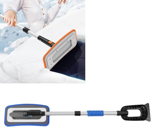 Tissting Snow Broom Ice مكشطة 31 × 15 × 90 سم تلسكوبي مكنسة الثلج أداة إزالة الجليد القابلة للتمديد للنافذة والزجاج الأمامي (أزرق) in Kuwait