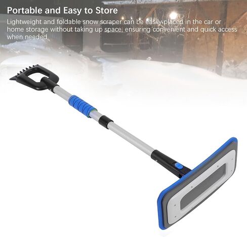 Tissting Snow Broom Ice مكشطة 31 × 15 × 90 سم تلسكوبي مكنسة الثلج أداة إزالة الجليد القابلة للتمديد للنافذة والزجاج الأمامي (أزرق) in Kuwait