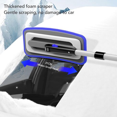 Tissting Snow Broom Ice مكشطة 31 × 15 × 90 سم تلسكوبي مكنسة الثلج أداة إزالة الجليد القابلة للتمديد للنافذة والزجاج الأمامي (أزرق) in Kuwait