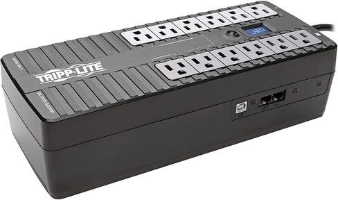 جهاز Tripp Lite 850VA UPS للحماية من زيادة التيار الكهربائي، معتمد من ENERGY-STAR، AVR، مزود طاقة غير منقطع بـ 12 منفذًا، حماية Dataline، ضمان لمدة 3 سنوات وتأمين بقيمة 100,000 دولار (ECO850LCD) in Saudi Arabia